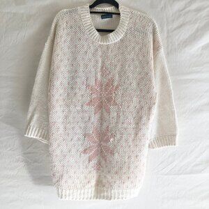 80s Vintage Snowflake Pattern Sweater Size L